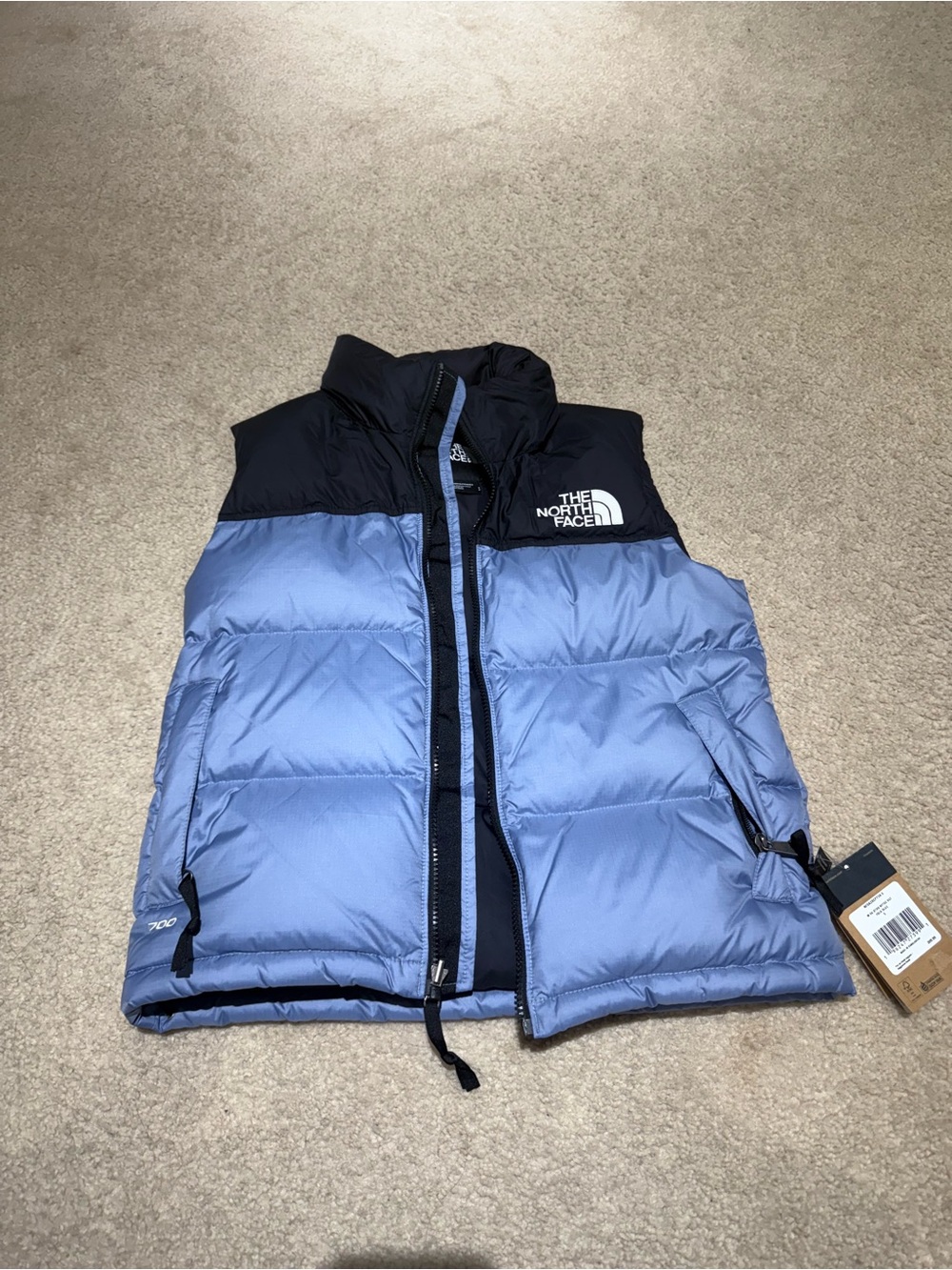 The North Face Folk Blue and Black Nuptse 96 Vest